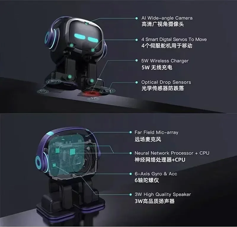 EMOPET Smart Robot Face Recognition AI Intelligent Robot Electronic Pet Emotional interaction Desktop Toy For Boy Children Gifts