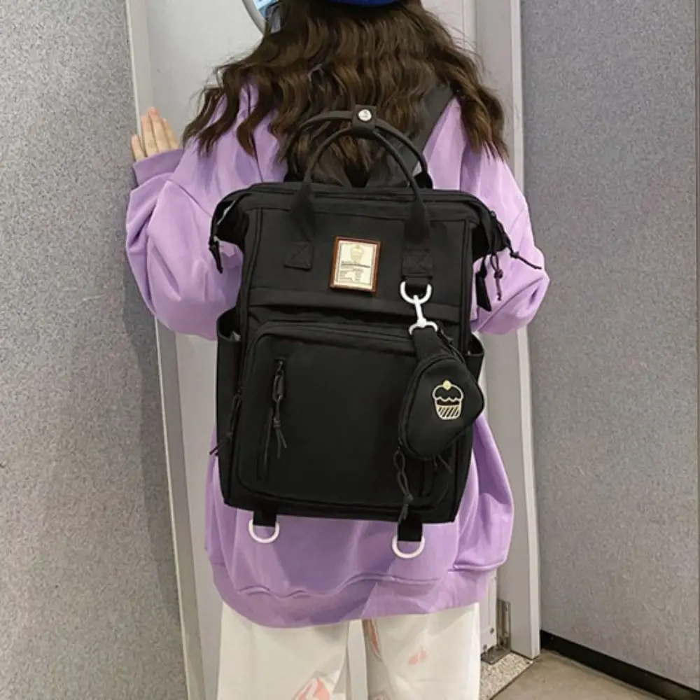 Daypack Portable Laptop Backpack Large Capacity Nylon College School Bag Waterproof Korean Style Ins Shoulder Bag Women