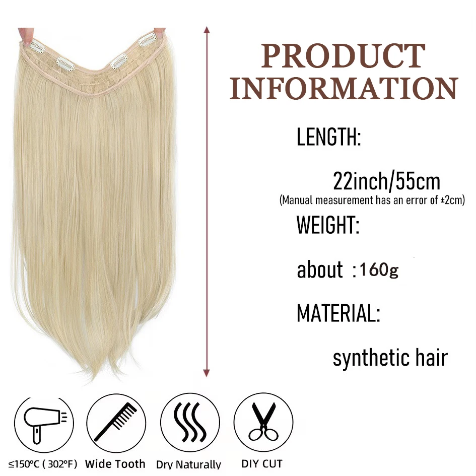 Synthetic Wig Women's Traceless Invisible U-shaped  Layered  Straight Hair With Inner Buckle Long Curly Hair Natural