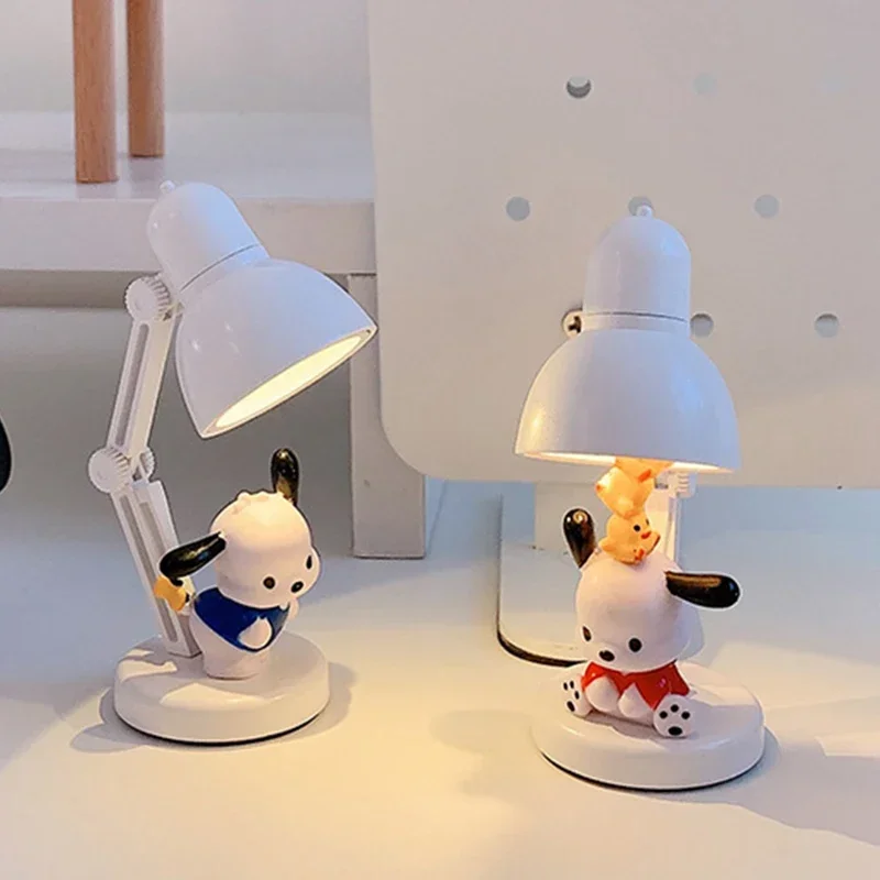 Sanria anime Pochacco Mini Nightlight Atmosphere Lamp Stereo Doll Magnet Ins Simple Led Small Desk Lamp Table Lamp Toys Gift