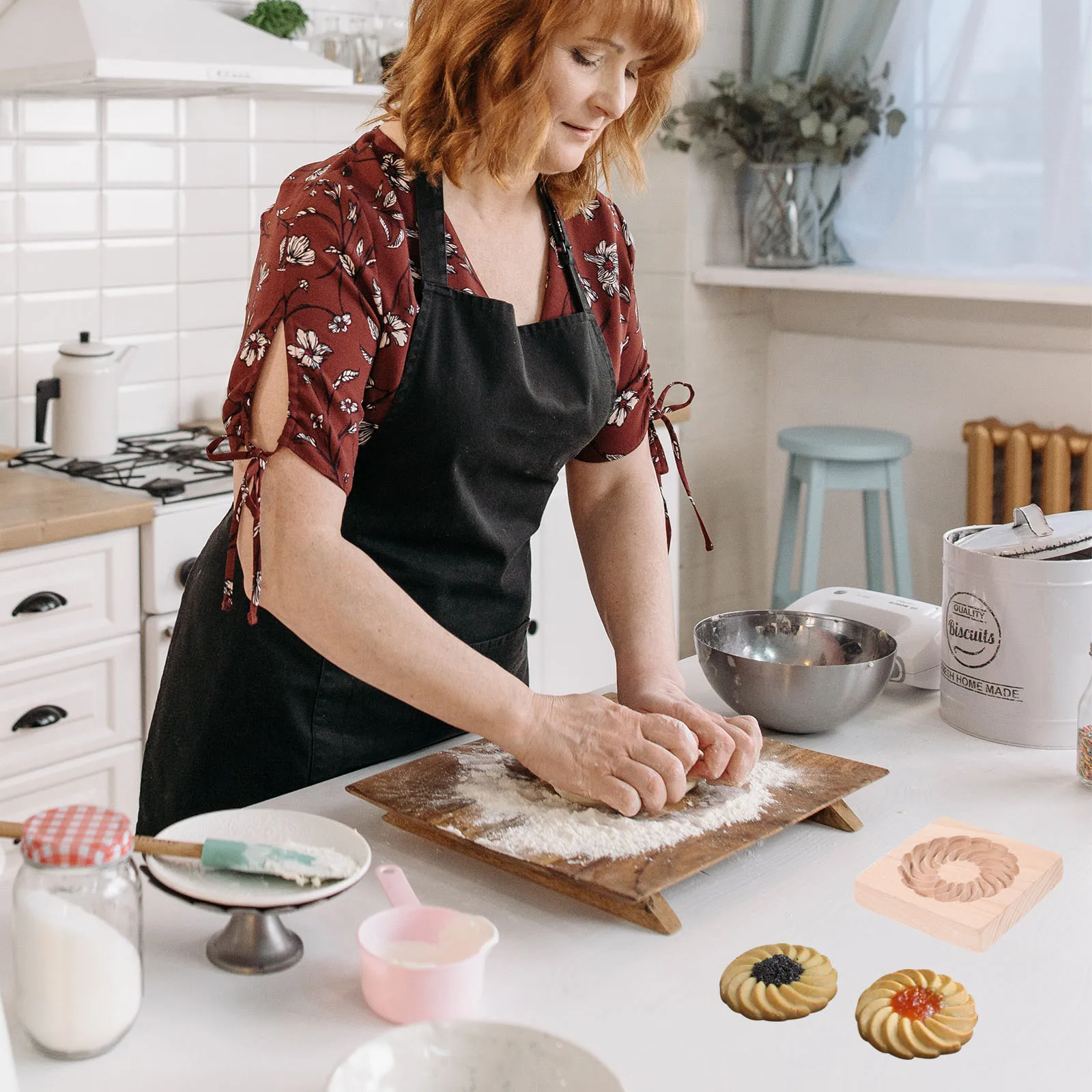 

Biscuit Mold Press Type Cookie Home Baking Supplies Butter Stamps Wood Molds for