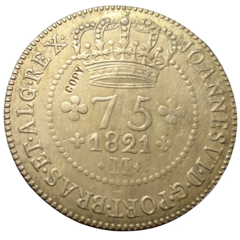 1821 Brazil 75 Reis- Joao VI Minas Gerais Copper Copy Coin 35mm