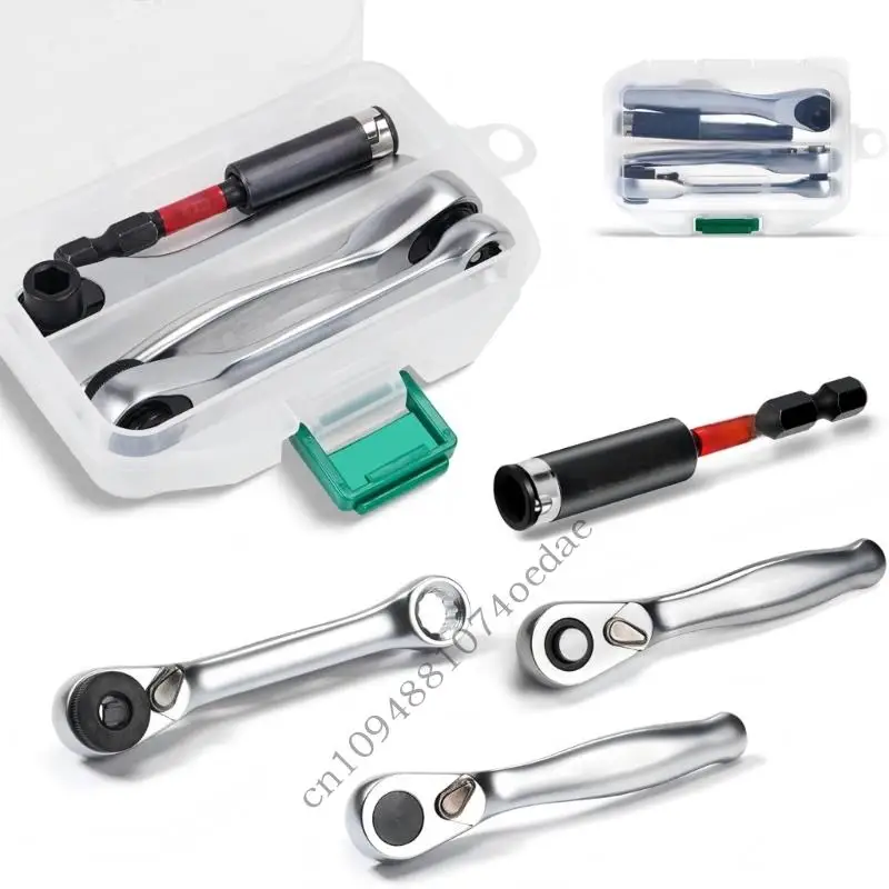 

Multipurpose 4Pcs Ratchet Handle And Socket Set 1/4" Drive For Home Garage