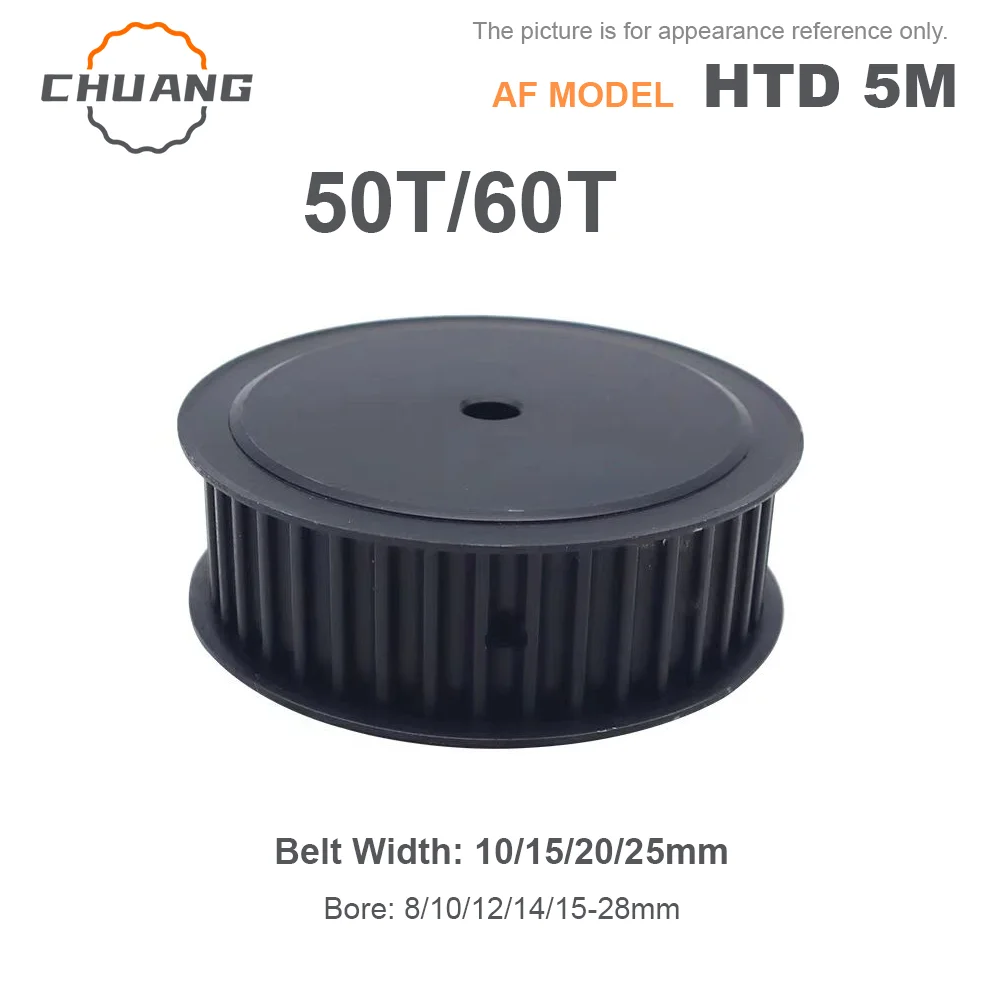 

50T 60T 45 steel HTD 5M Timing Belt Pulley AF-Type 50T 60Teeth Keyway Hole 8/10/12/14/15-28mm For 10/15/20/25mm Wide Belt