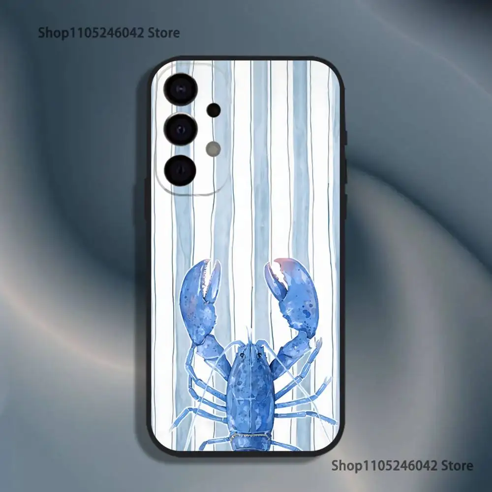 جراد البحر على المشارب المحيط حافظة هاتف مقاومة للصدمات لهاتف سامسونج S25، S24، S21، S22، S23، S30، Ultra، S20، Plus، Fe، Lite، 5G غطاء أسود