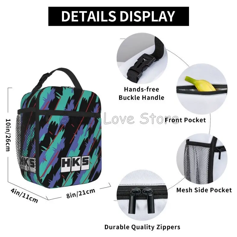 HKS Retro Pattern Insulated Lunch Bag Reusable Leakproof Portable Oxford Thermal Cooler Lunch Bento Box for Work Travel Picnic