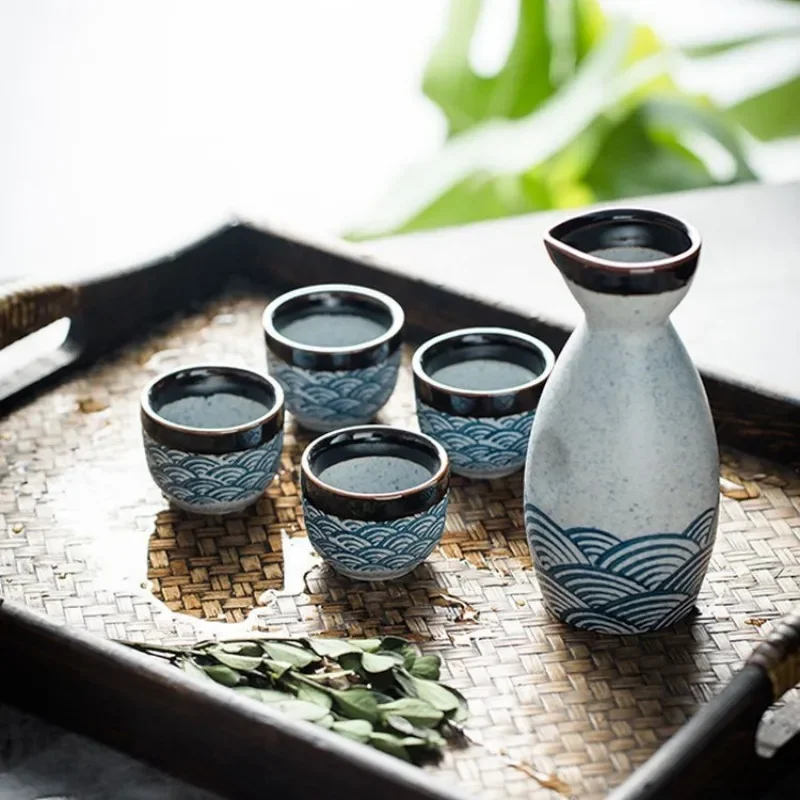 

Japanese Sake Jug Wine Cup Ceramic Sake Sets Home Chinese Baijiu Wine Warmer Dispensing Tool House Warming Gifts