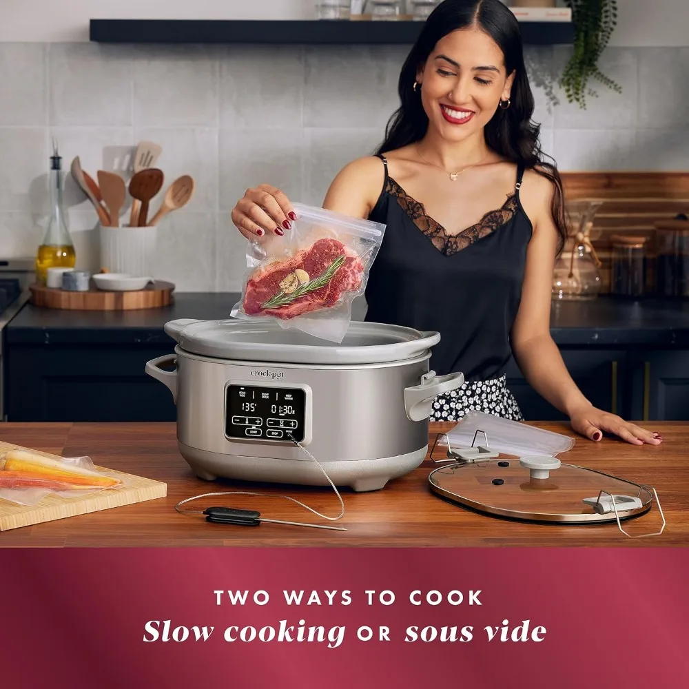 Cook & Carry slowcooker van 7 liter met sous vide, programmeerbaar, roestvrij staal