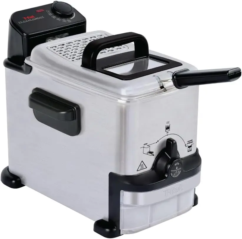 

Compact EZ Clean Stainless Steel Deep Fryer with Basket for Home Use, 1.8 Liter Oil and 1.7 Pound Food Capacity, 1200 Watts
