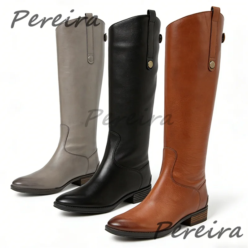 

Men Handmade Genuine Leather Knight Boots Autumn Winter Trendy Pointy Toe Back Zipper Long Boots Outdoor Comfortable Men's Shoes