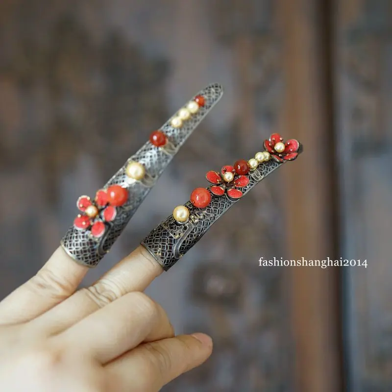 Qing Dynasty Long Nail Prop Customized Retro Dancing Chinese Style Ancient Costumes Nails Covers