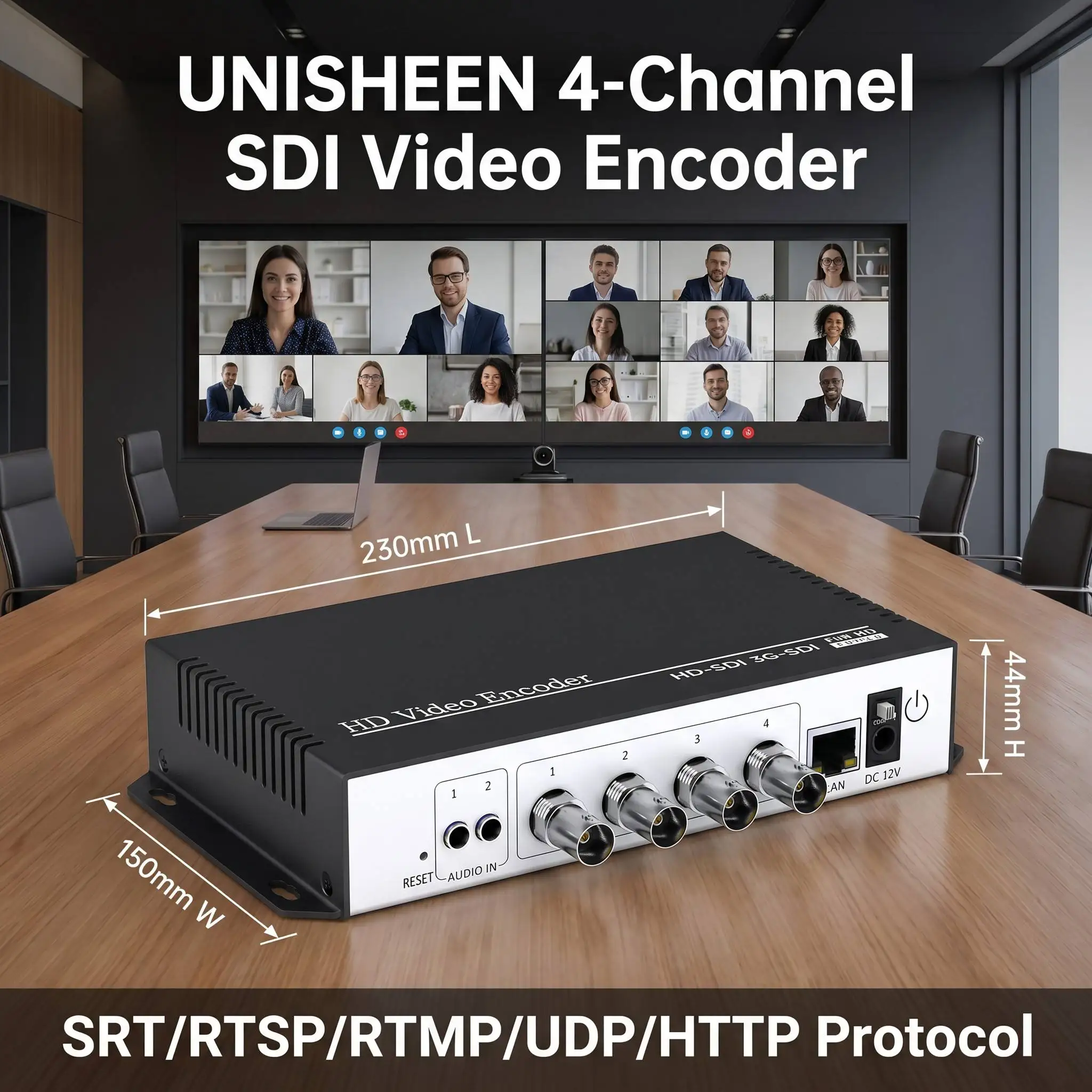 UNISHEEN 4K30 2 Channel  1080p 4-Channel H.264 Stream SRT RTSP RTMPS UDP SDI to IP Video Encoder