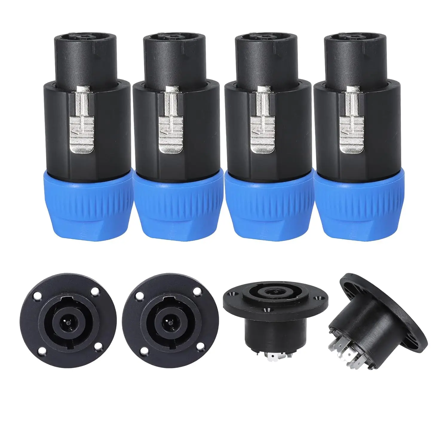 

4 Sets (8 Packs) 8 Pole Speakon Connector Kit - 4Pcs 8 Pin Speak-On Connectors And 4Pcs Panel Mount Chassis Socket Pter For