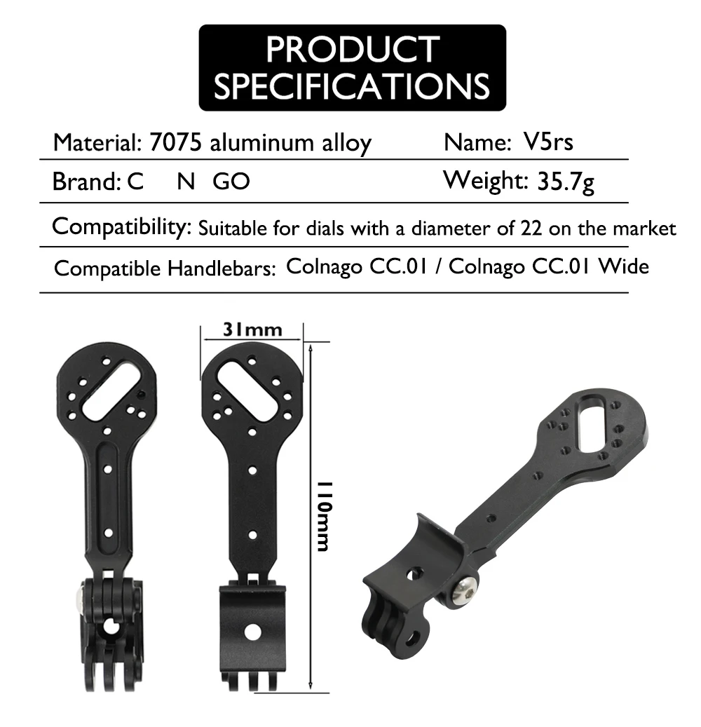 V5rs Bicycle Computer Mount Alloy 35.7g Compatible with 22mm Dials Fits Colnago CC.01 / CC.01 Wide Handlebars Bike Accessories