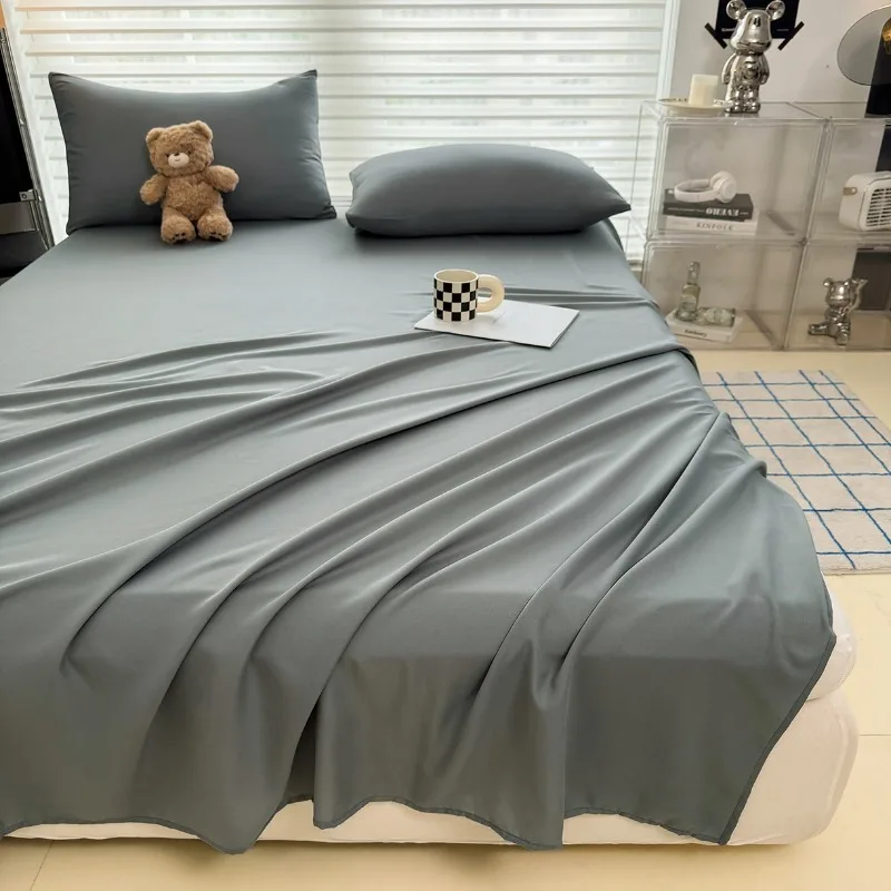 1pc Soft Bed Flat Sheet Cotton Solid Color Top Sheets Single Double King Queen Couple Flat Bedsheet