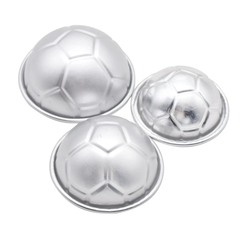 6 Pcs Mini Soccer Ball Cake Pan,Aluminum Cupcake Baking Pans,Half Sphere Shape Chocolate Pudding Tiny Mold Decorating