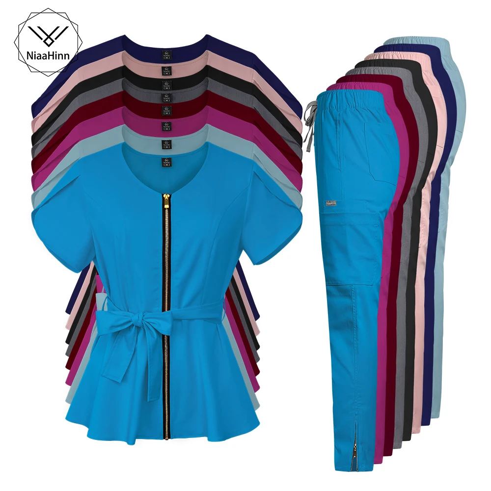 Uniforme Niaahinn, conjunto de uniforme de SPA de belleza a la moda, ropa de enfermera de manicura, conjuntos de exfoliantes elásticos de alta calidad, uniformes quirúrgicos para mujer