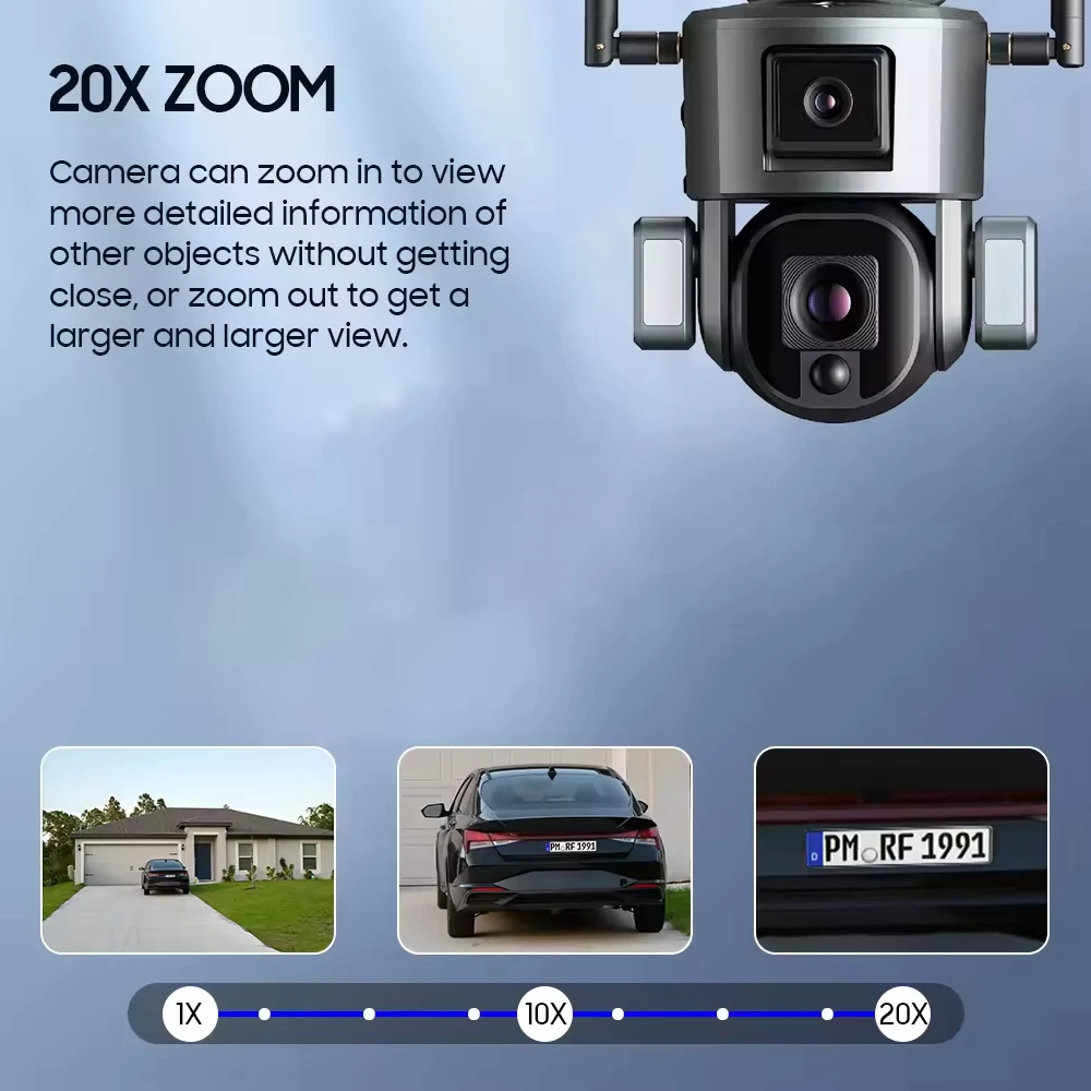 8MP 4K 20x Optical Zoom Waterproof Solar Panel Outdoor Network CCTV PTZ Dome Security Camera With 4G CMOS Sensor