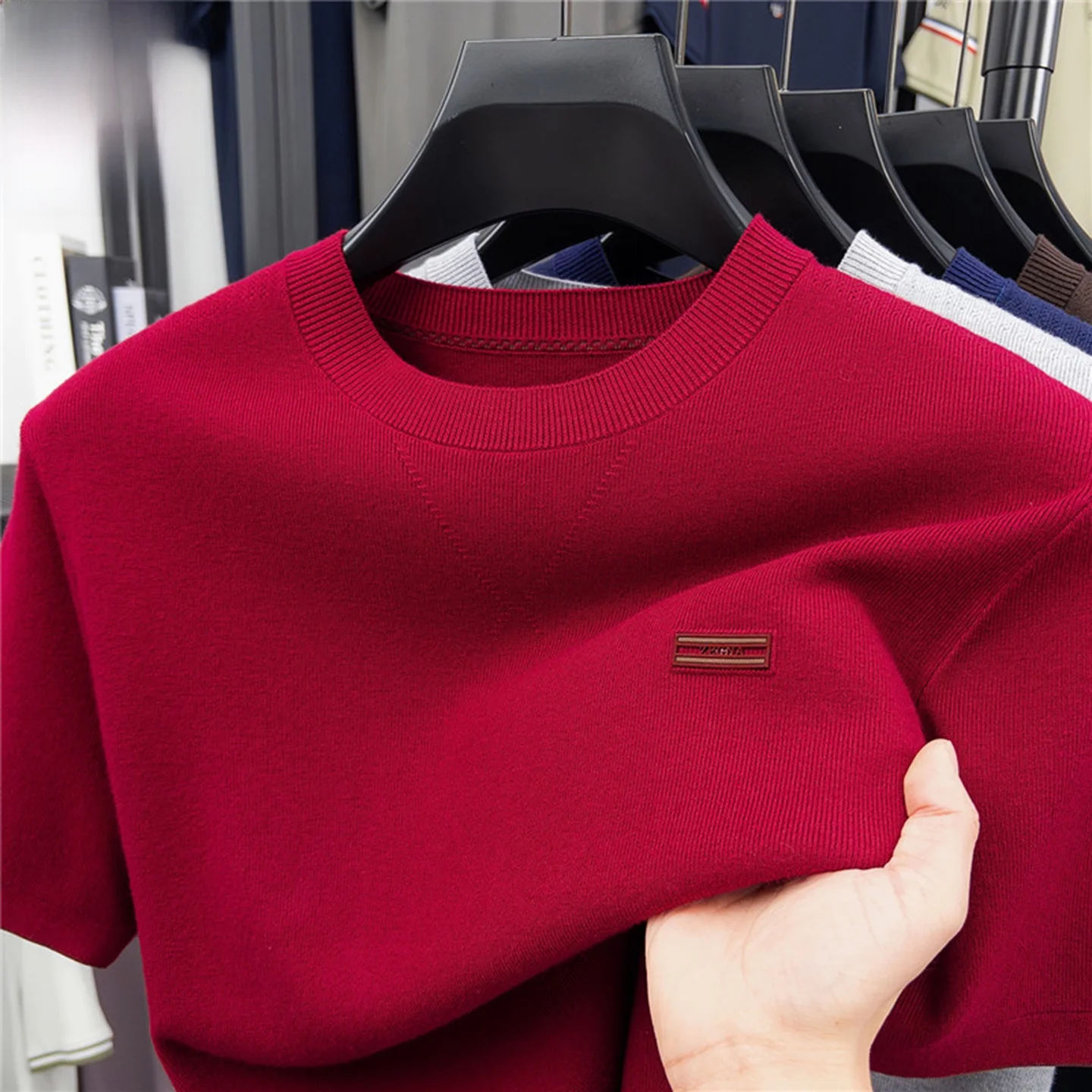 

Casual Legend Paul ort Sve Knitted Base irt Men's 2026 Spring New Sle round Ne Color Overhead Sweater