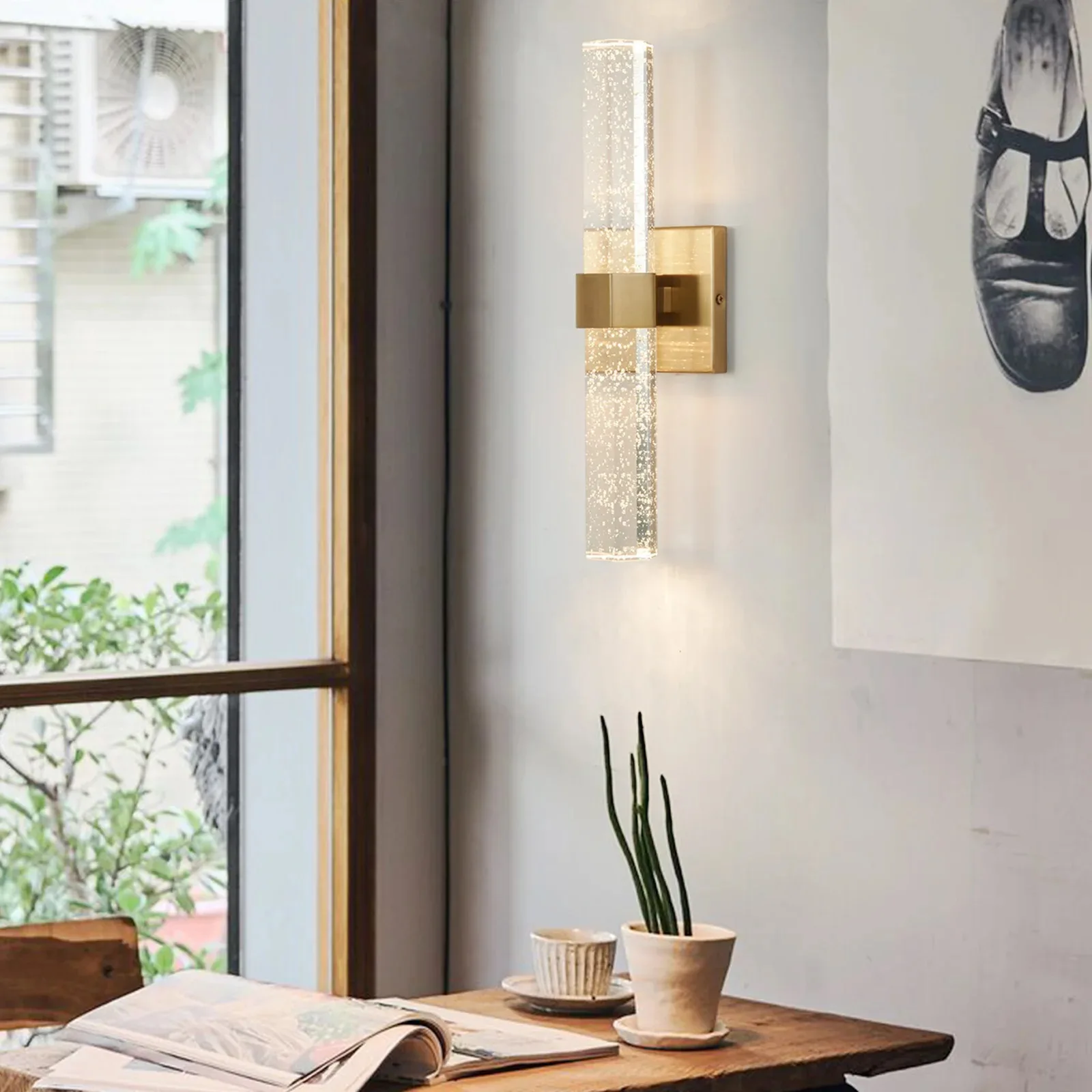 Postmodern Light Luxury Living Room Background Wall Simple Luxury Bedroom Bedlight Crystal LED Double Headed Wall Light