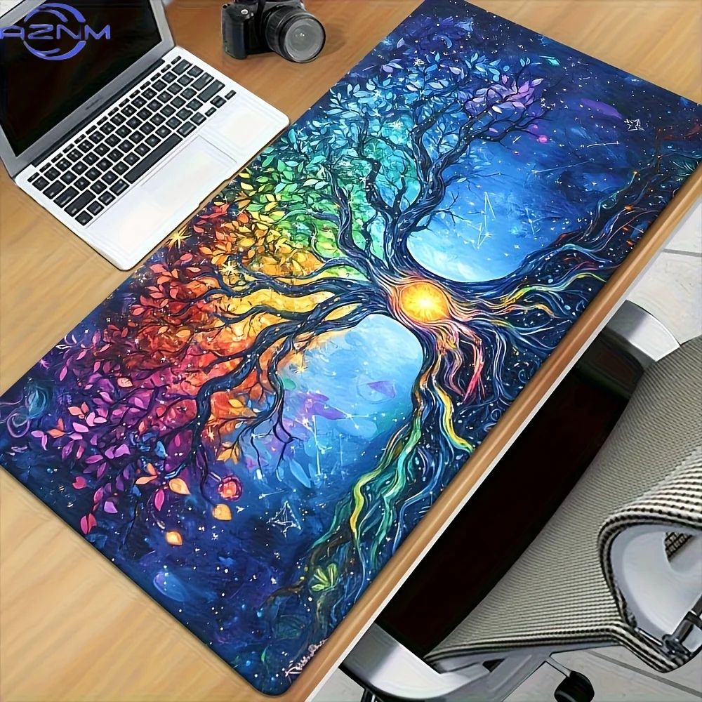 [1pc Vibrant Mouse Pad] 1pc Tree of Life Pattern Mouse Pad | Natural Rubber Desk Mat, Colorful And Exquisite Tree Design, Suitab