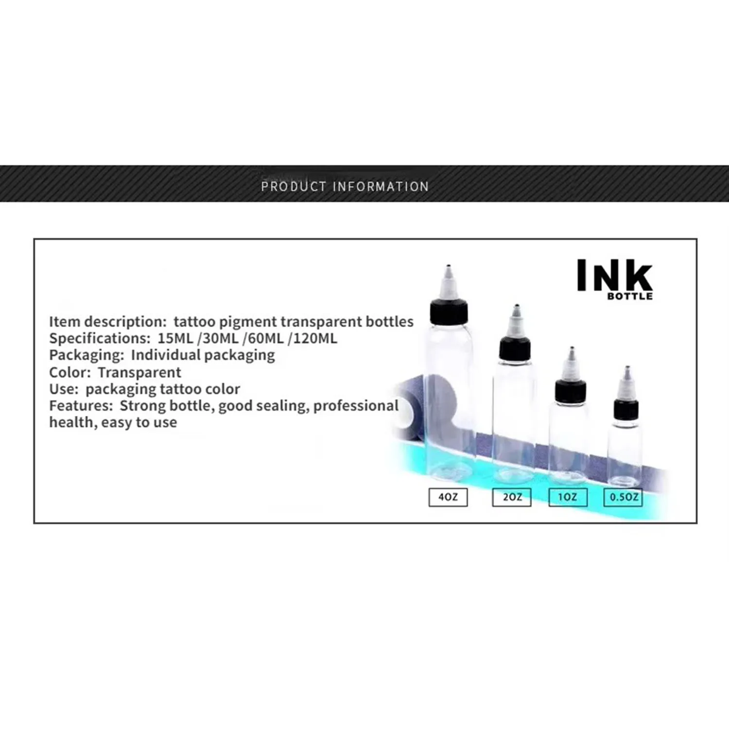 5PCS 15ML /30ML /60ML /120ML Recyclable Clear Tattoo Airbrush Ink Pigment Bottles Empty Bottle Container Airbrush Ink Bottle Art