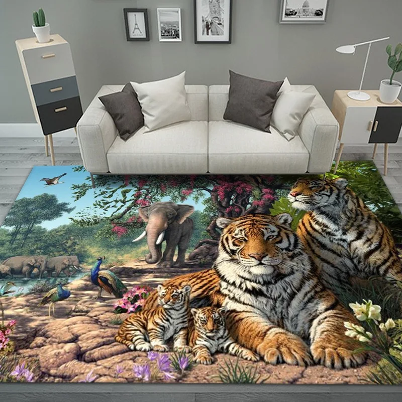 Home Decorative Carpet Tiger/lion/Leopard 3D Printing Carpets for Living Room Bedroom Area Rugs Parlor Sofa Tea Table Floor Mat