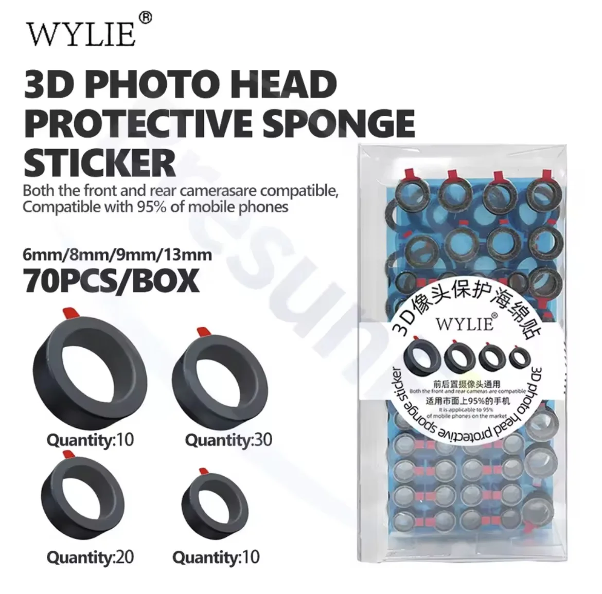 WYLIE 3D Camera Protective Sponge Stickers Phone Repair Front Rear Camera Protection Blue Light Coating/Blue Light Bead Tool