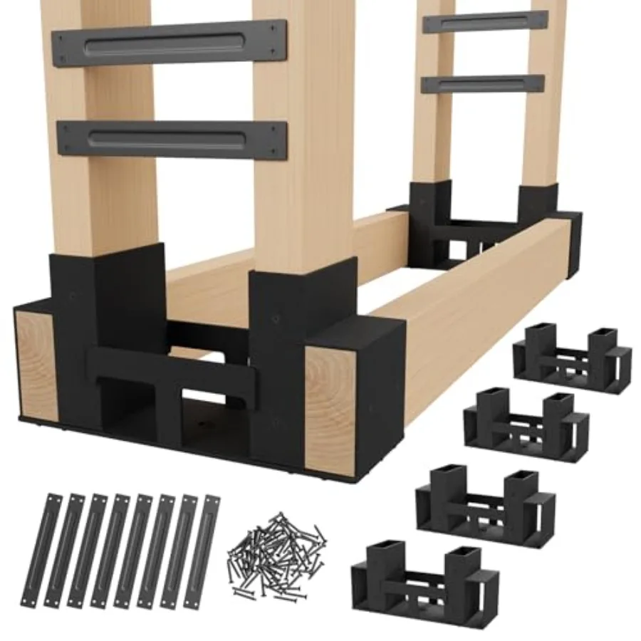 

Комплект из 4-х кронштейнов для дровниц, для улицы и дома, сверхпрочные пластиковые кронштейны для дровниц с 8 опорными стержнями толщиной 3,5 мм, регулируемые