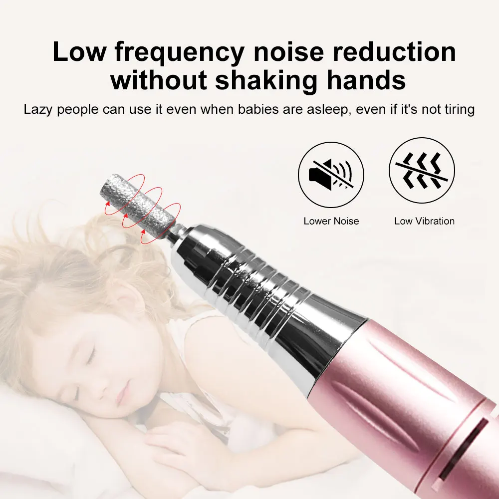 Nail Drill Machine Electric Portable Nail File Rechargeable Nail Sander for Gel Nails Polishing For Home Manicure Salon