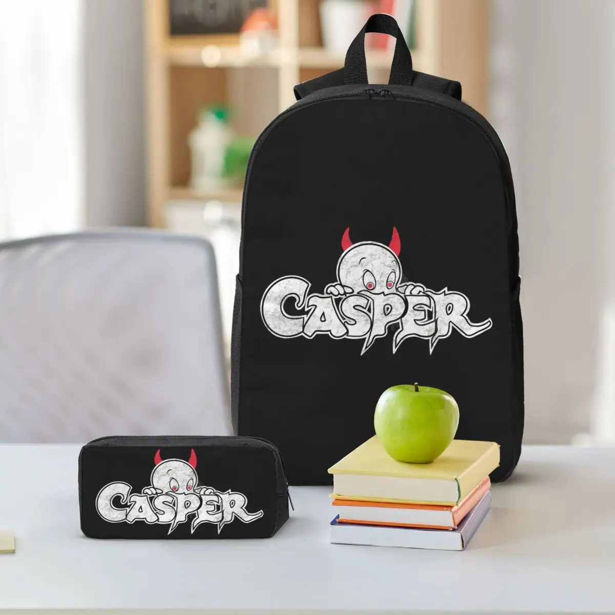 The Friendly Ghost Casper Backpack Student BookBag School Bag Shoulder Bags 3ps Insulated Lunch Bag Pencil Case