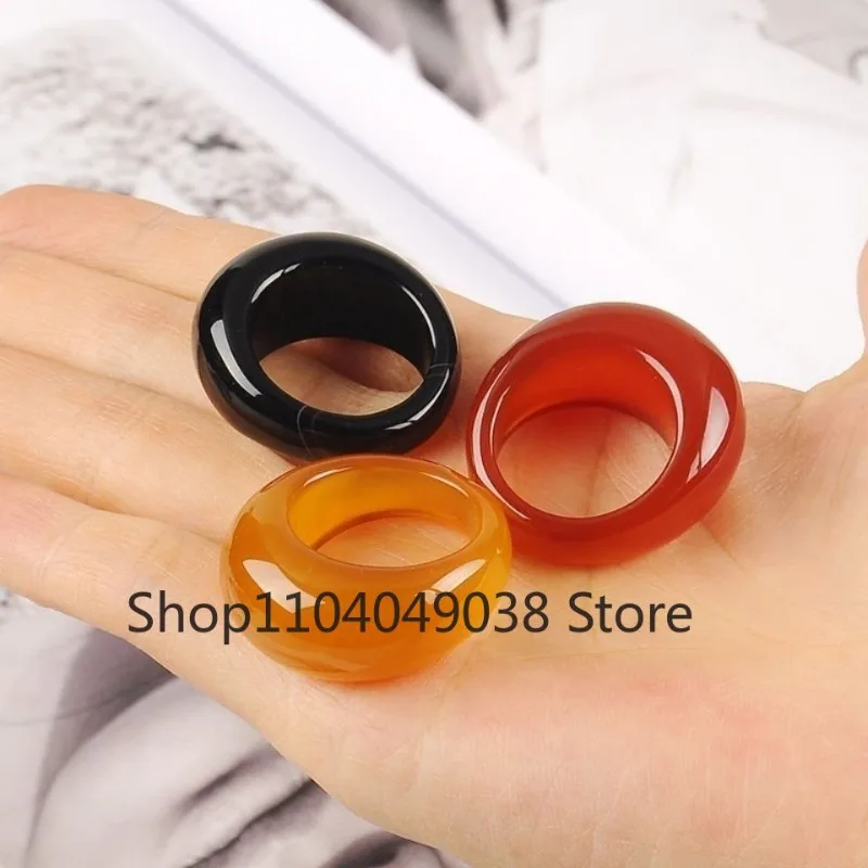 Natural Agate Chalcedony Ring Men's and Women's Agate Ornaments Jade Ring Dual-use Jade Pendant Fashion Jewelry Accessories Gift