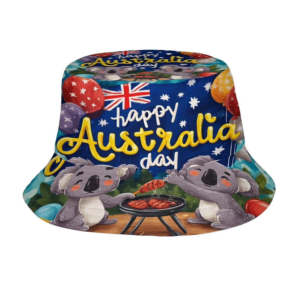 Australia Australian Flag Koala Balloon Pattern Unisex Printed Fisherman Hat Stylish Hat with Fun Outdoor Vacation Golf Beach
