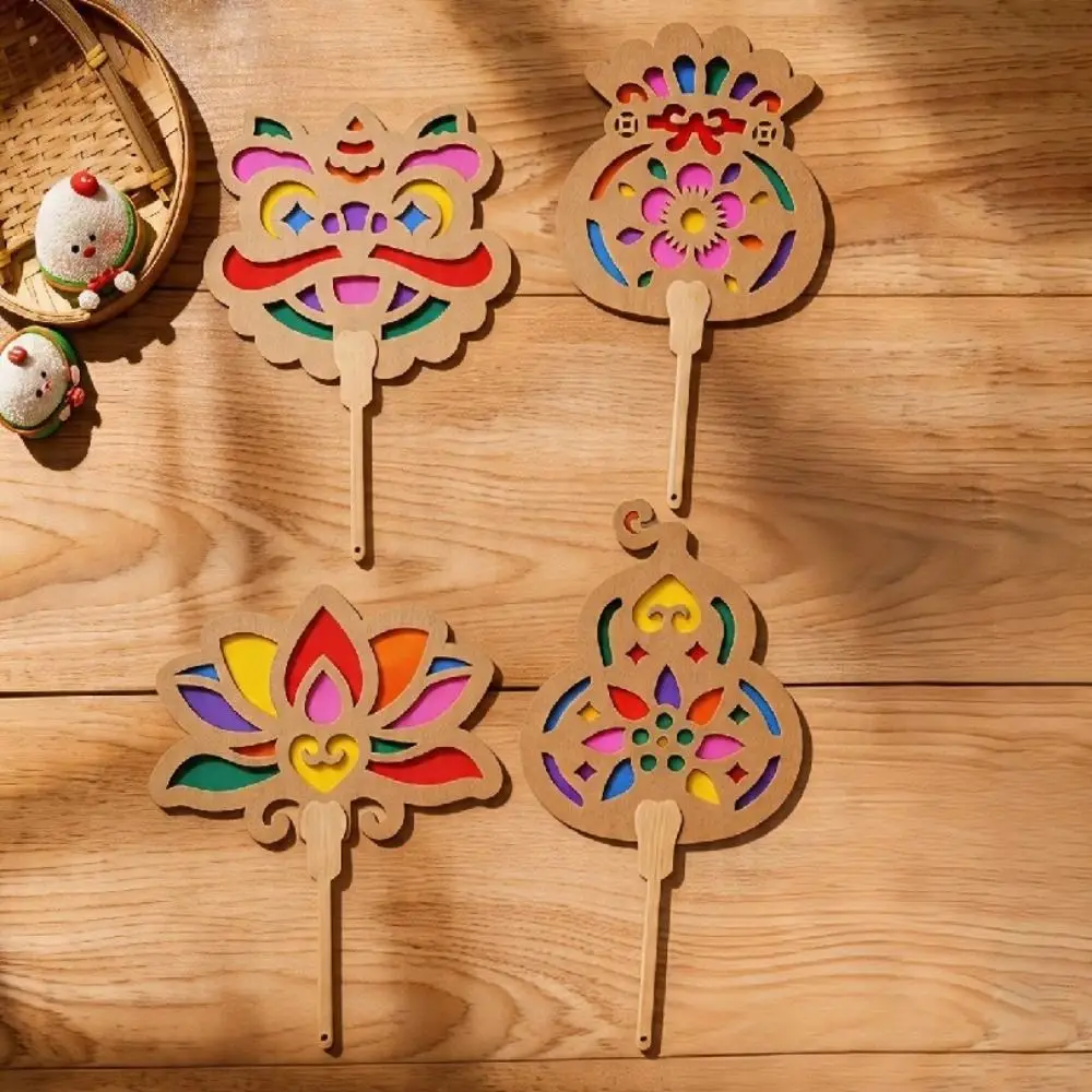 Handmade Light and Shadow Fan Eco-friendly Color Enlightenment Mid-Autumn Festival Fan DIY Material Kit Cardboard Fan