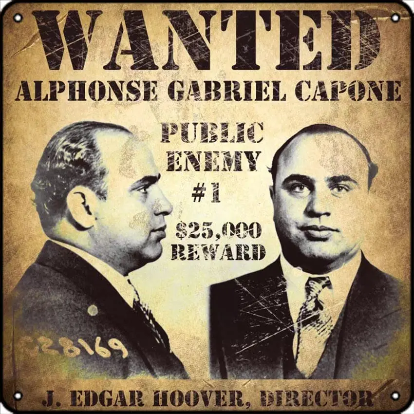 Muecddoa Vintage Tin Sign Al Capone Wanted Poster Bar Club Family Bathroom Toilet Cafe Funny Wall Decoration Gift Metal Signs 12