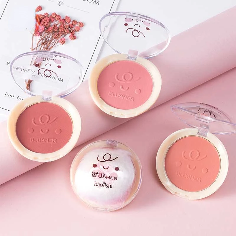 Slightly Drunk Blush Cute Embossed Peach Orange Powder Matte Natural Monochrome Blush Focallure Peach Pink Makeup Face Blush