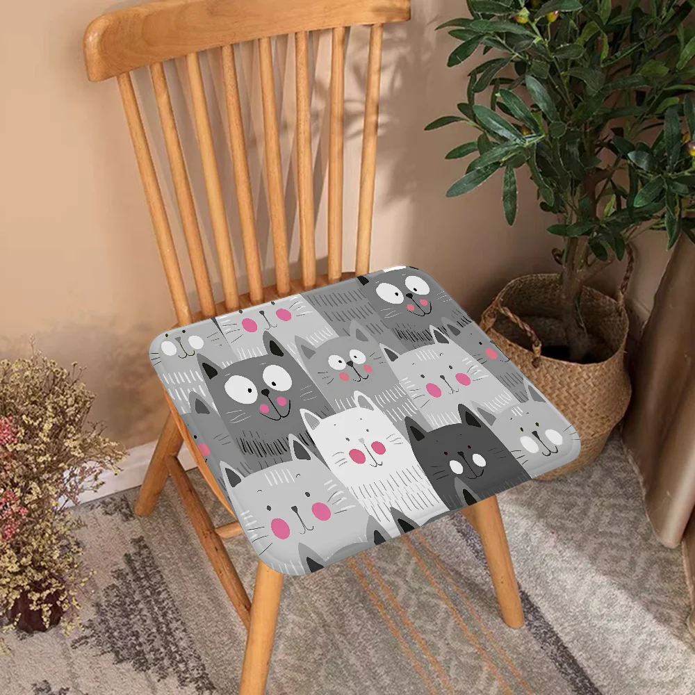 Cartoon Cute Cats Background Decorative Chair Mat Soft Pad Seat Cushion For Dining Patio Home Office Indoor Outdoor Garden Mat