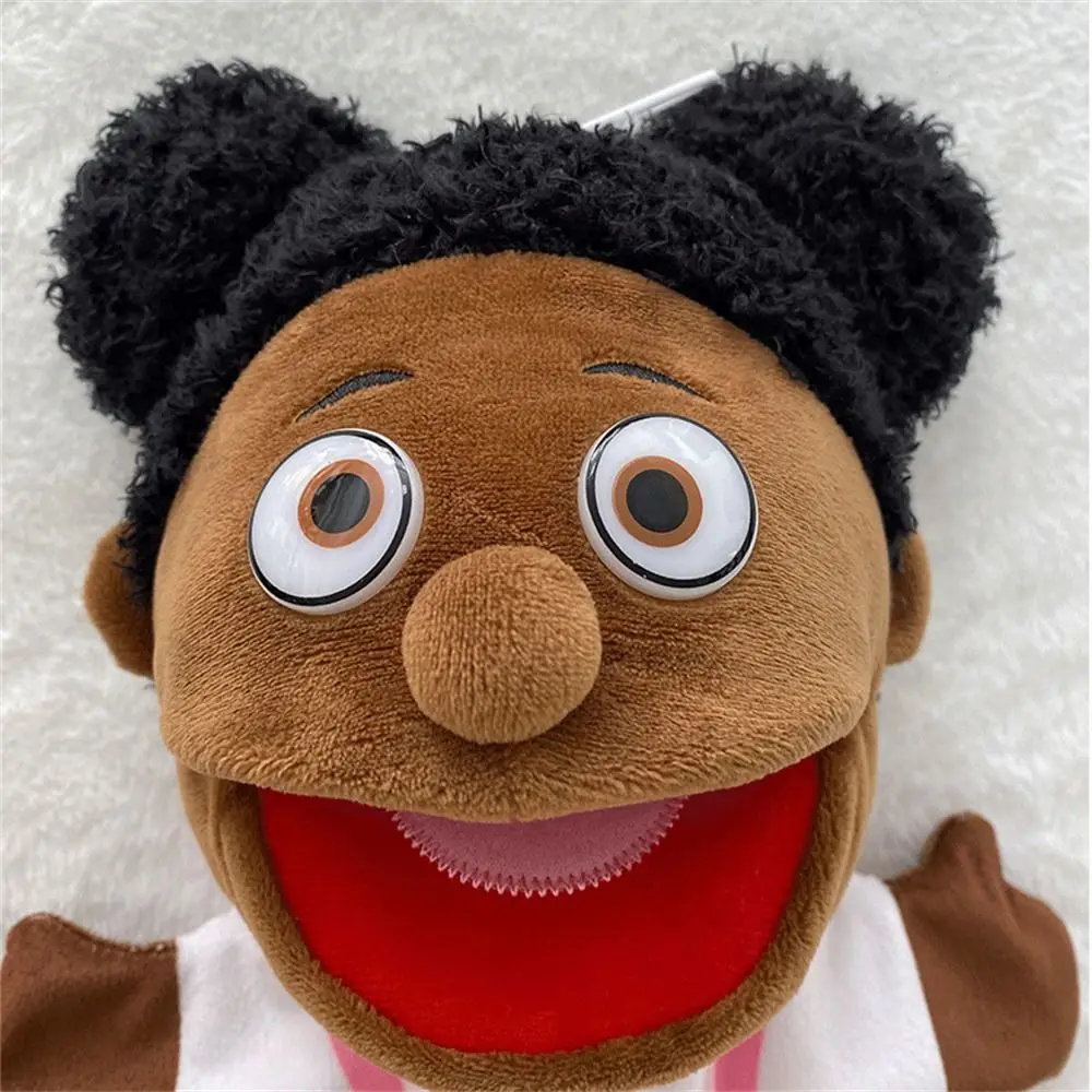 Juguetes de peluche cognitivos para enseñanza, juguete de mano africano de piel negra, marionetas de mano, muñecos de dedo, marionetas de mano de felpa