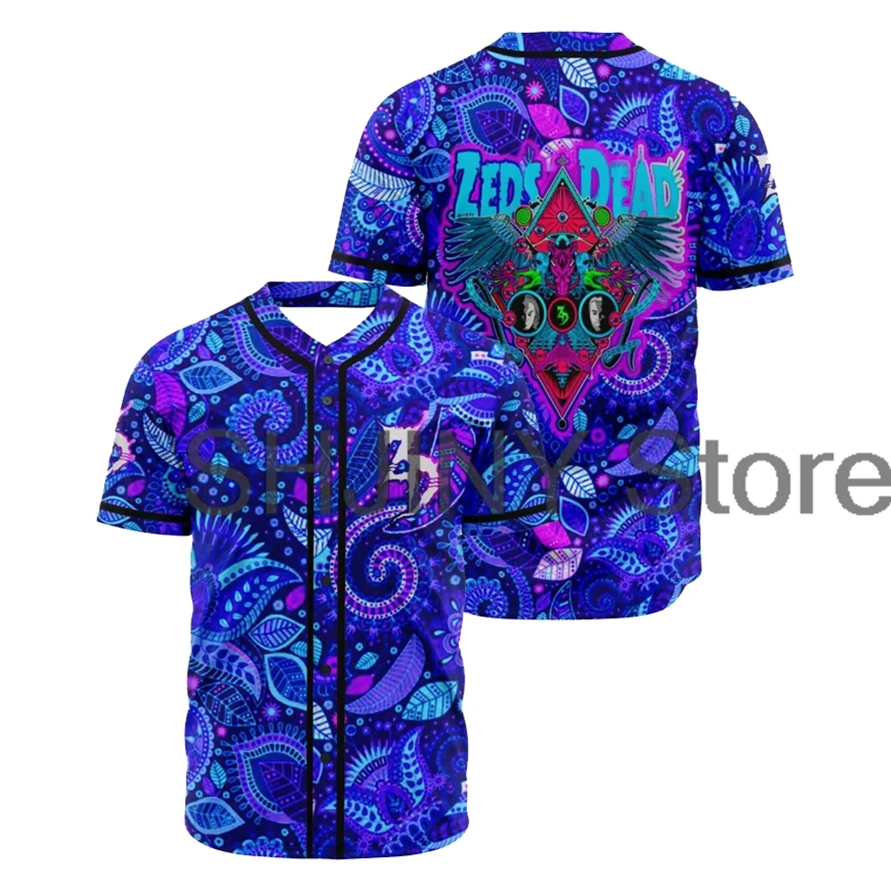 Zeds Dead Jersey Baseball Jacket Shirts V-Neck Short Sleeve Button-up Tee Women Men Streetwear Fashion Clothes