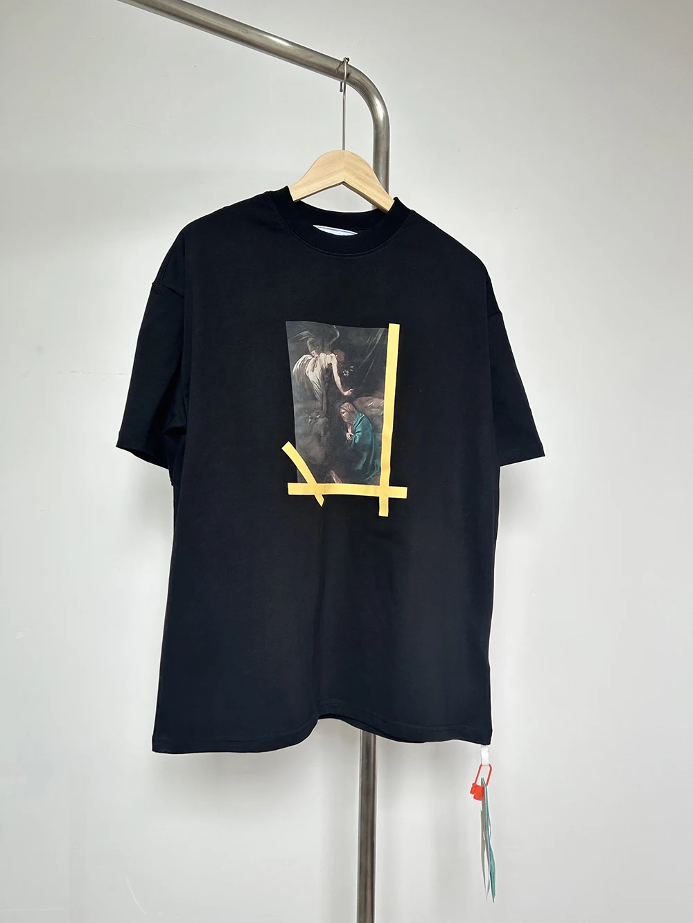 

Best Quality Arrow T shirt Oil Painting Print T-shirts Heavt Fabric Cotton Tees Men Short Sleeved Hiphop Streetwear Tops Tshirt