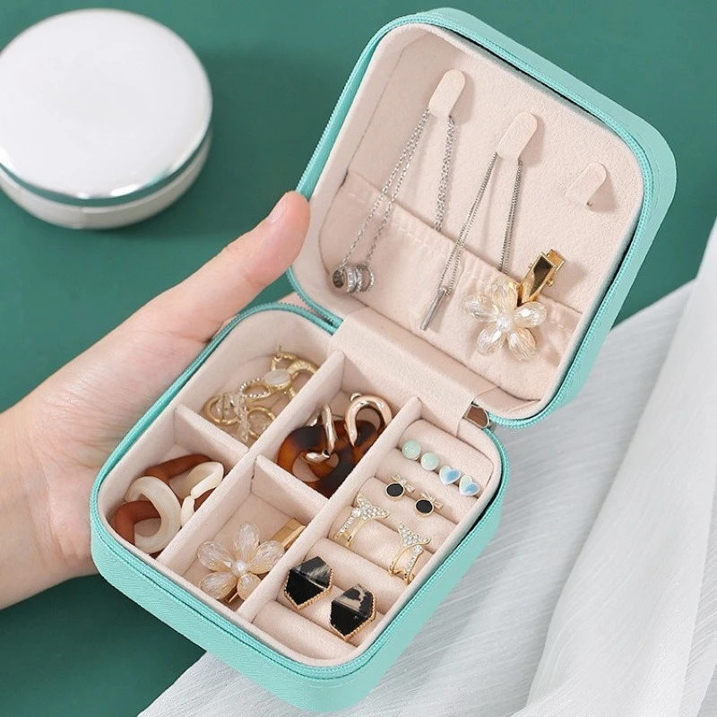 Mini Travel Jewelry Organizer - Portable Small Storage Box for Earrings, Rings, Necklaces & Bracelets, Multi-Compartment Cute