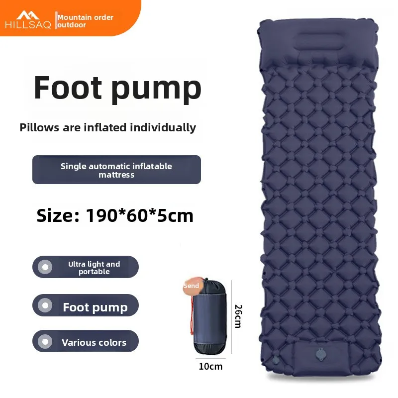 Foot Press Self-Inflating Camping Mattress Portable Thick Moisture-Proof Air Sleeping Pad With Built-In Foot Pump For Tent Camp