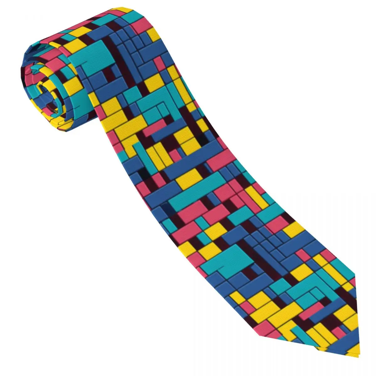 Abstract Colorful Blocks Tie Decorative Design Elegant Neck Ties For Men Women Leisure Quality Collar Tie Necktie Accessories