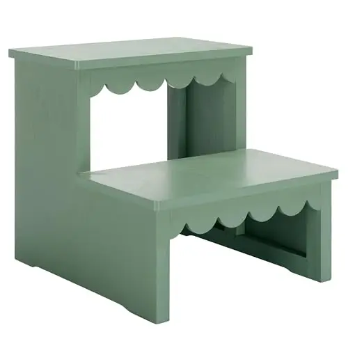 Home Collection Haven Sage Green 2-Stair Step Stool for Adults & Kids in Kitchen, Bedroom, Bathroom (Fully Assembled)