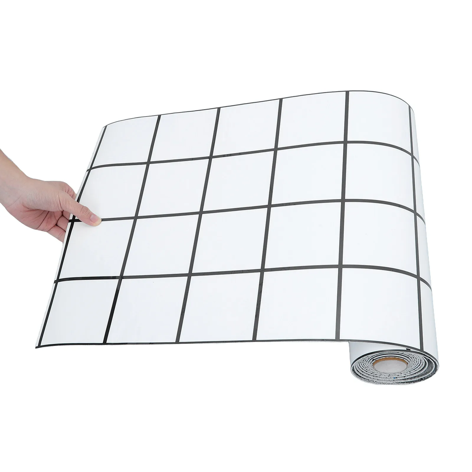 1 Roll Anti-Collision Wall Tile Stickers White Grid Retro Peel Stick Bathroom Kitchen Backsplash Waterproof Self Adhesive Wall