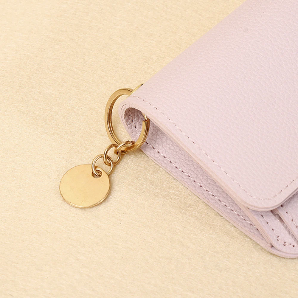 Lady Wallet PU Leather Credit Card Holder Multi Slot Card Bag Solid Color Coin Purse Pouch With Zipper Keyring Short Key Bags