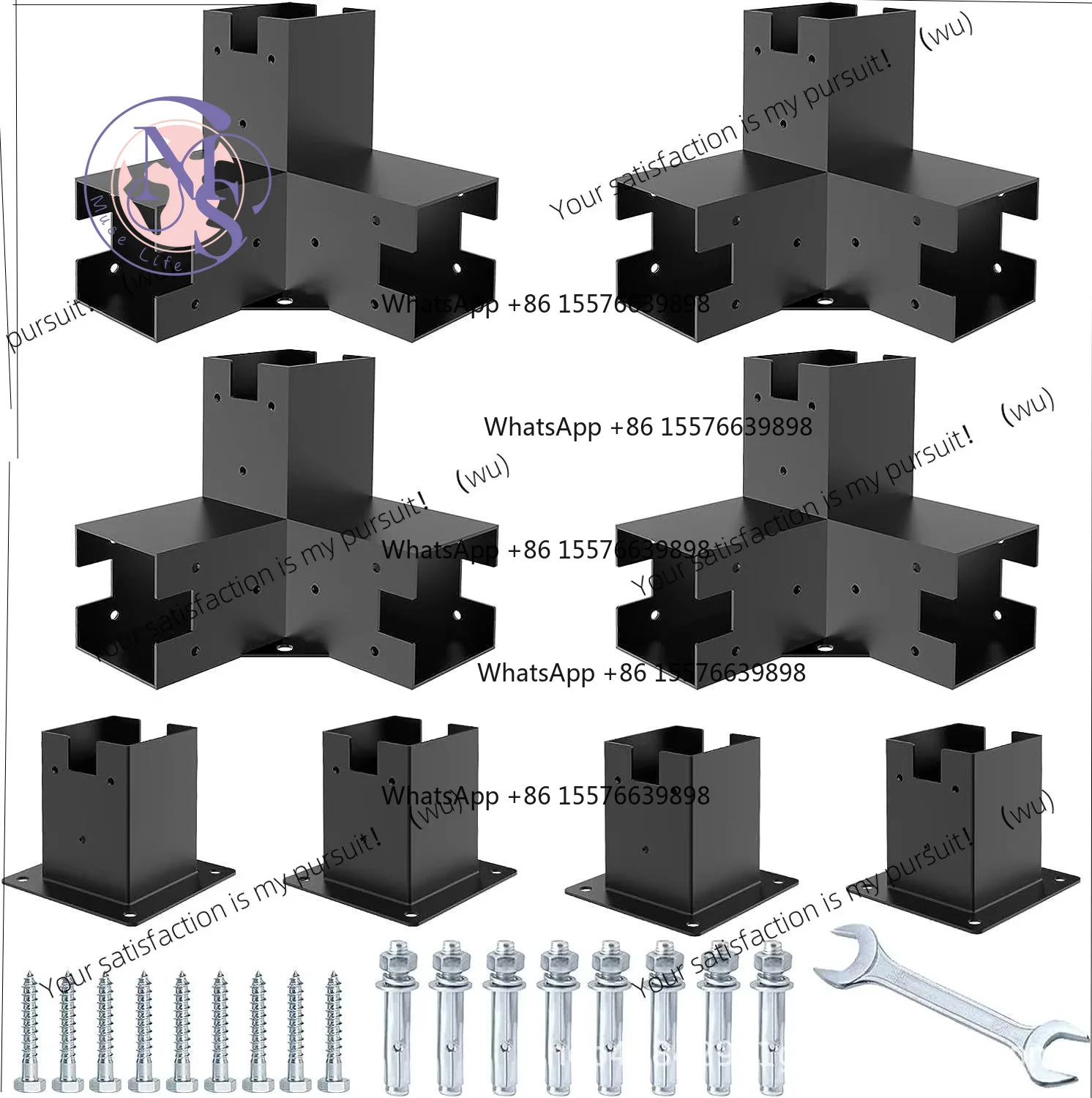 ZOCI-FOR Pergola bracket Right angle bracket DIY elevated wooden bracket 4 pieces suitable for actual 3.5X3.5 inch corner size