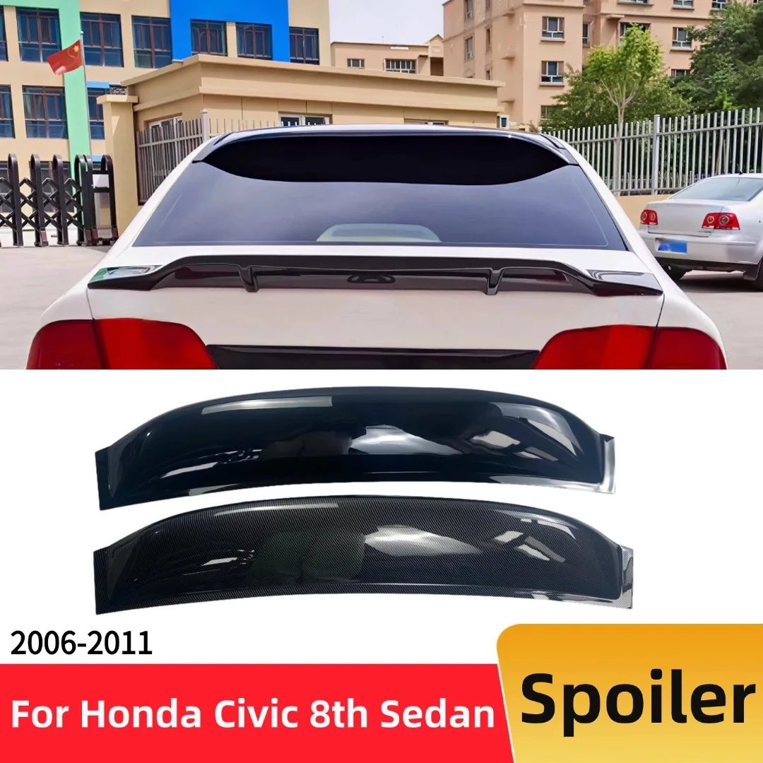 Racing Rear Wing Roof Spoiler Trunk Lip Tail Trim Airfoil Styling Glossy Black Tuning Body Kit For Honda Civic 8th Sedan 2006-11