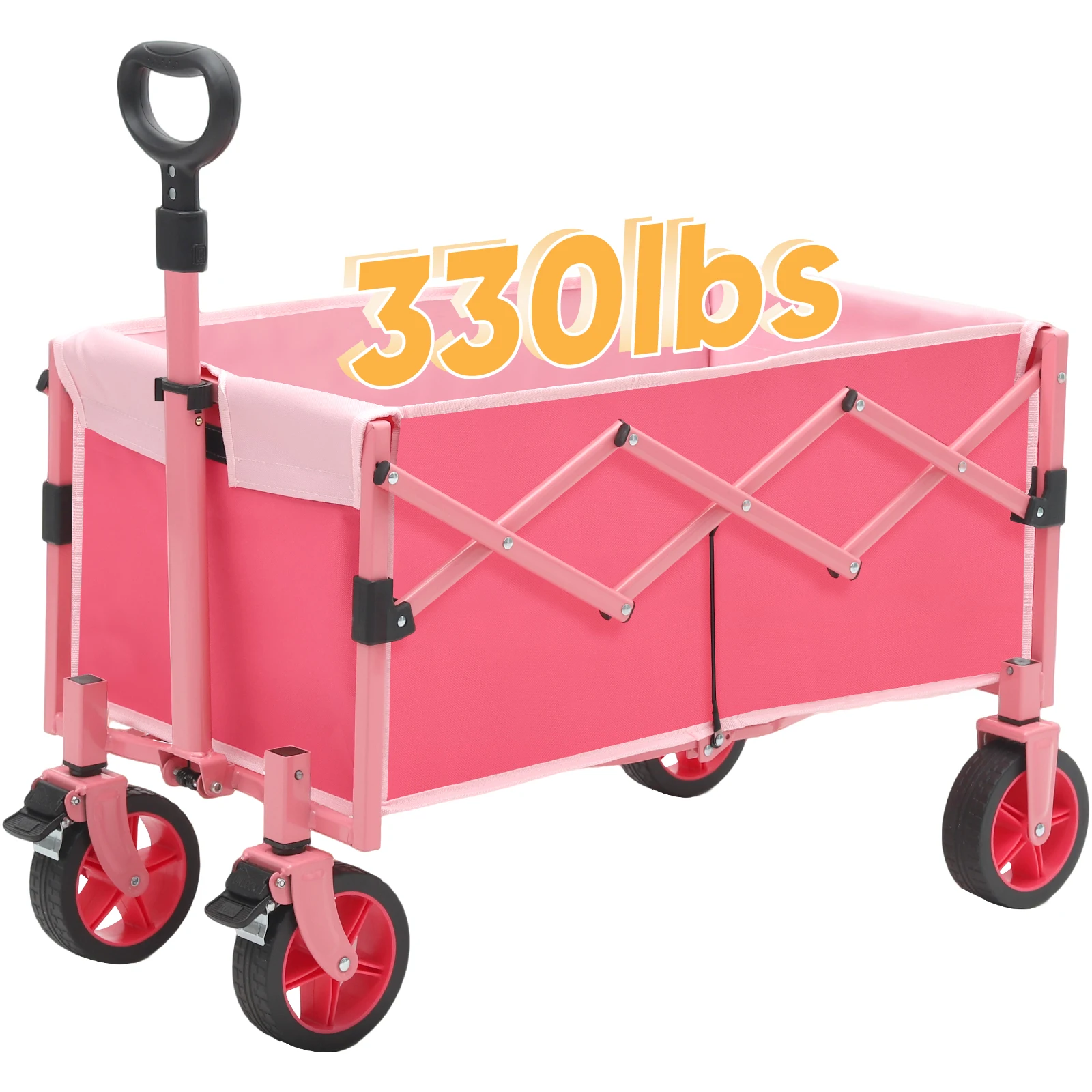 

330lbs 130L Foldable Wagon Cart Collapsible Lightweight Wagons, Sturdy Folding Utility Shopping Garden Cart Convenient, Spacious