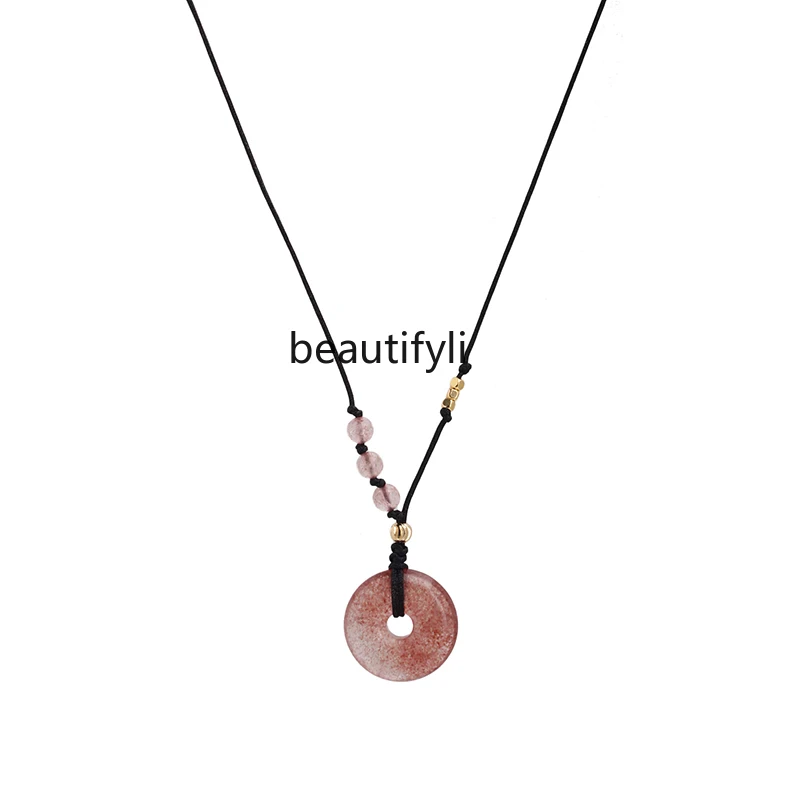 

Peace Buckle Braided Rope Necklace Light Luxury Minority Clavicle Chain All-Matching Graceful Pendant Necklace